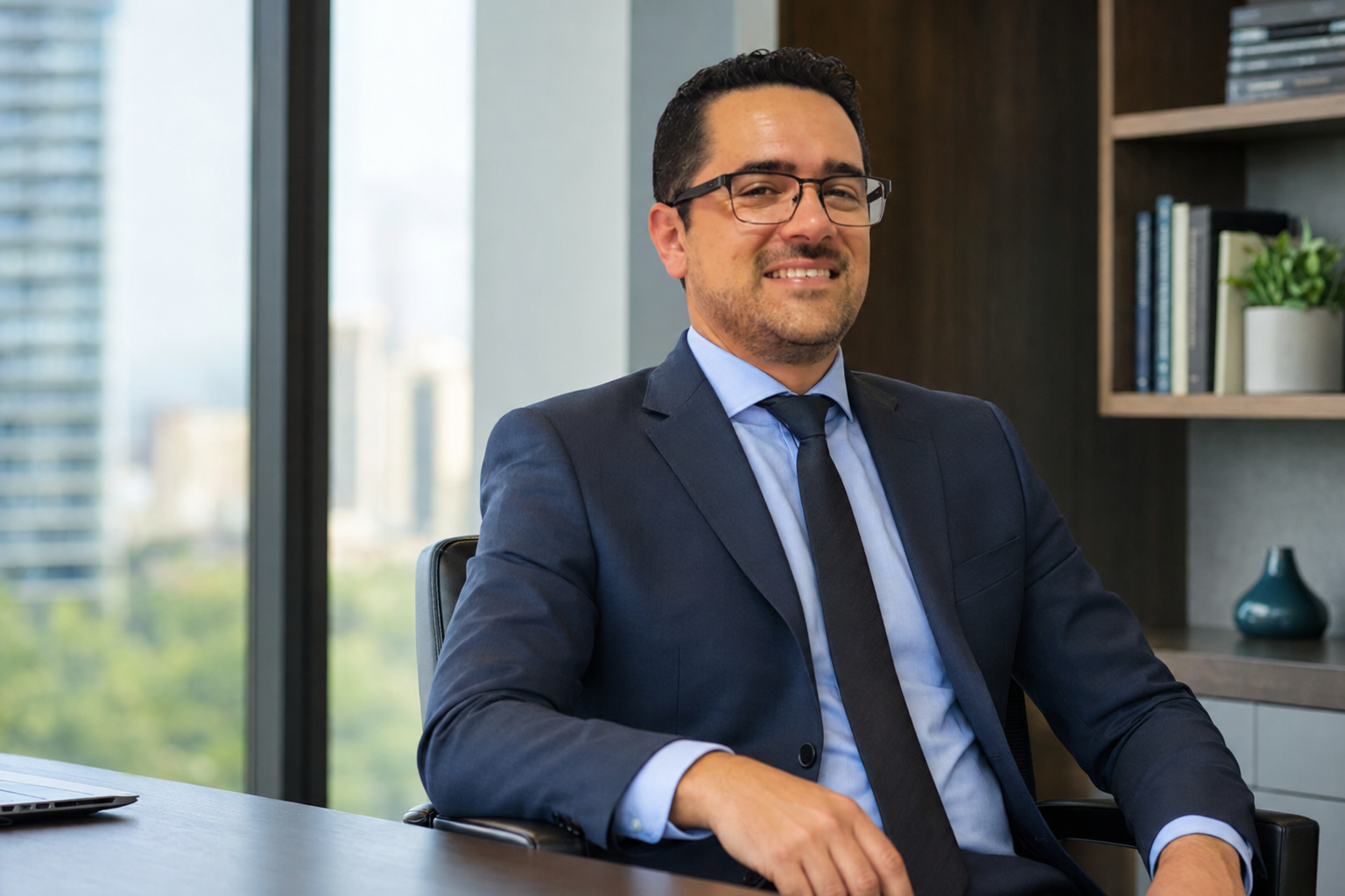 Fernando Sampaio, AI and automation consultant, in a modern executive office